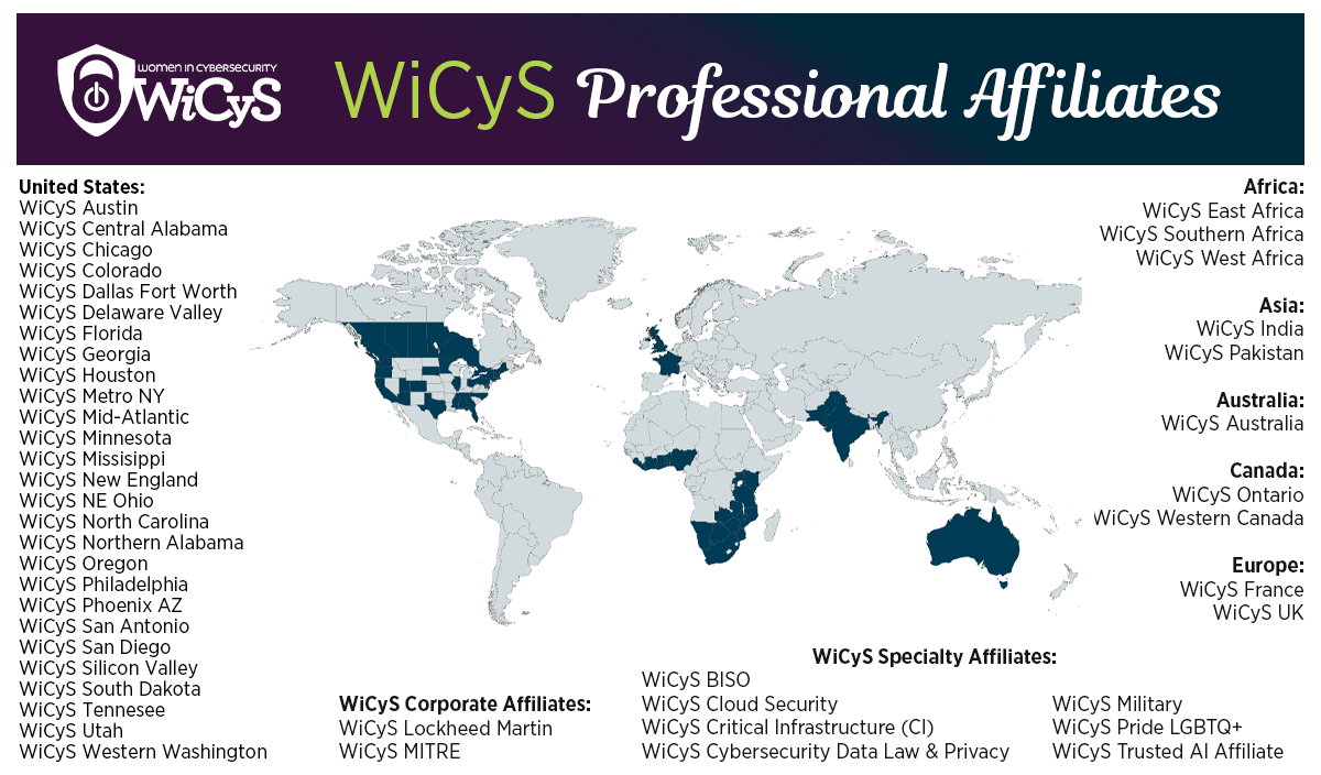 WiCyS Affiliate Map 6.6.22