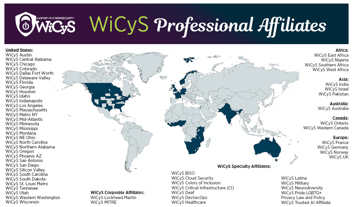 WiCyS Affiliate Map 8-31-23